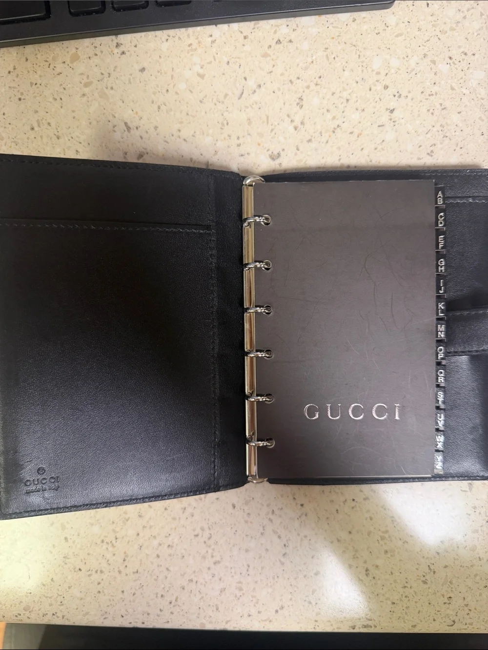 Gucci Black Leather Organizer Wallet with Snap Tab